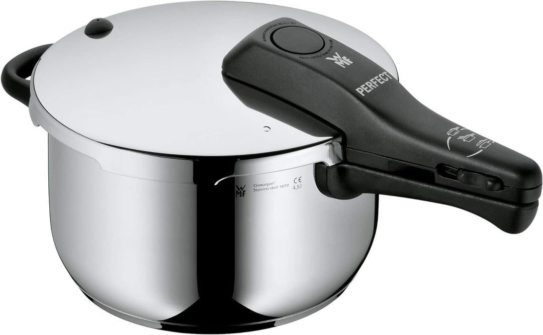 WMF Perfect Schnellkochtopf Induktion 4,5l, Dampfkochtopf, Cromargan Edelstahl poliert, 2 Kochstufen