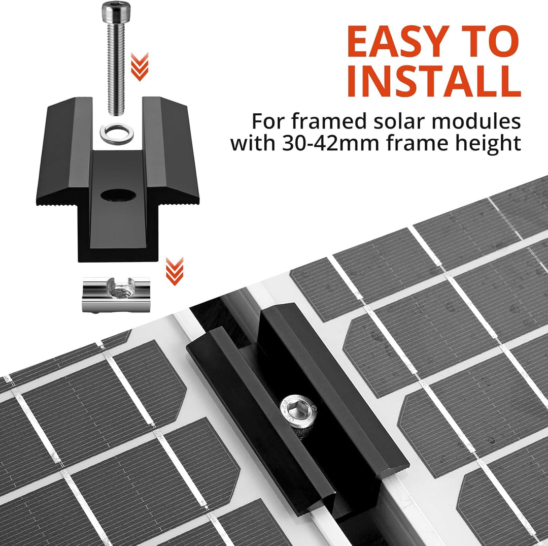 GETLITOOL PV Montageschiene Zubehör, 10PCS Aluminium Mittelklemme Photovoltaik Solarpanelen für Modu
