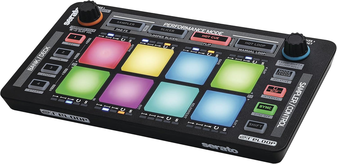 Reloop Neon – Add-On USB DJ Controller mit anschlagdynamischen RGB-Performance-Drumpads, Plug and Pl