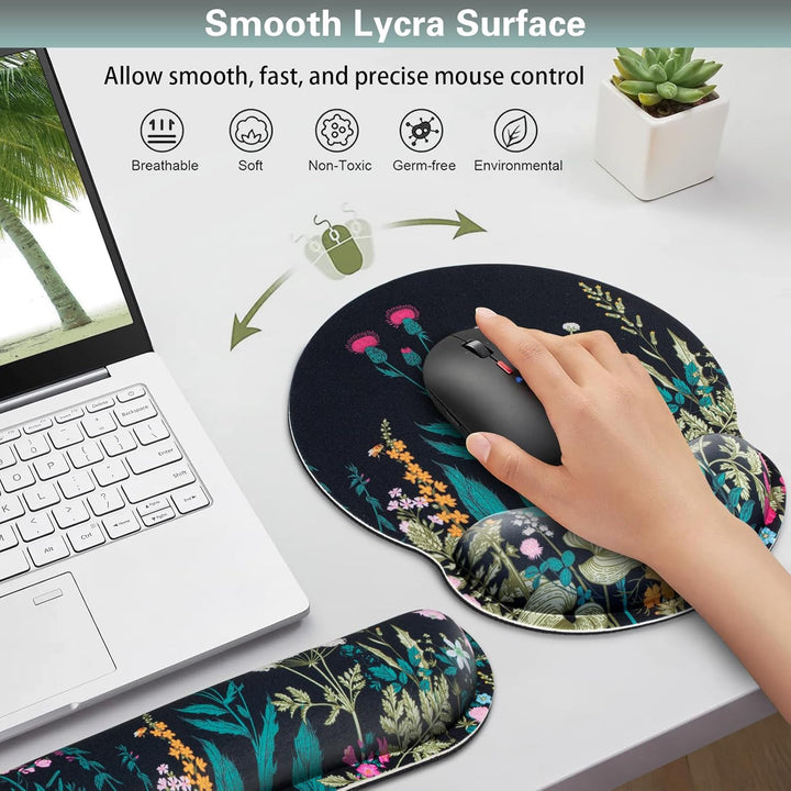 3-in-1 Mousepad Set,Mauspad mit Gelkissen+Handballenauflage Tastatur+Untersetzer,Mauspad XXL mit Rut