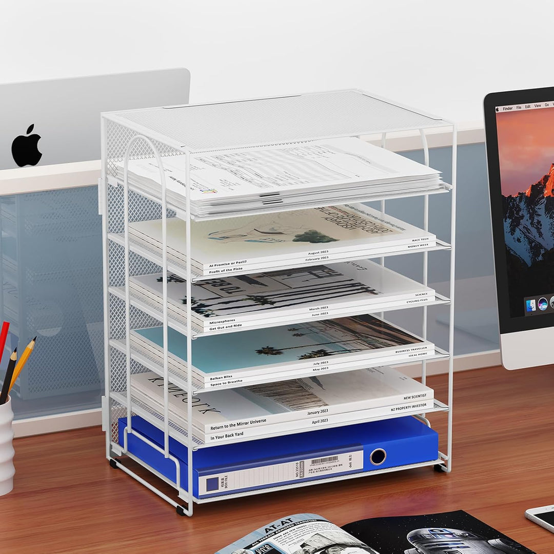 EasyPAG 6 Fächer A4 Metall Büro Schreibtisch Organizer Dokumentenhalter Aktenablage Zeitschriftenhal