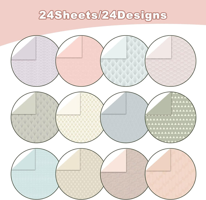 Scrapbook Papier 48 Blatt, 15,2 x 15,2 cm, Doppelseitiges Muster Papier, 6 Zoll Dekorpapier Set, Meh