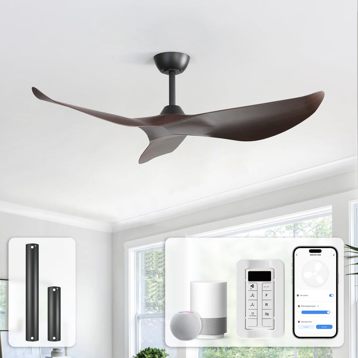 Sofucor 97cm Smart Deckenventilator mit Fernbedienung, Leise Deckenventilator mit Alexa/APP, WLAN, D