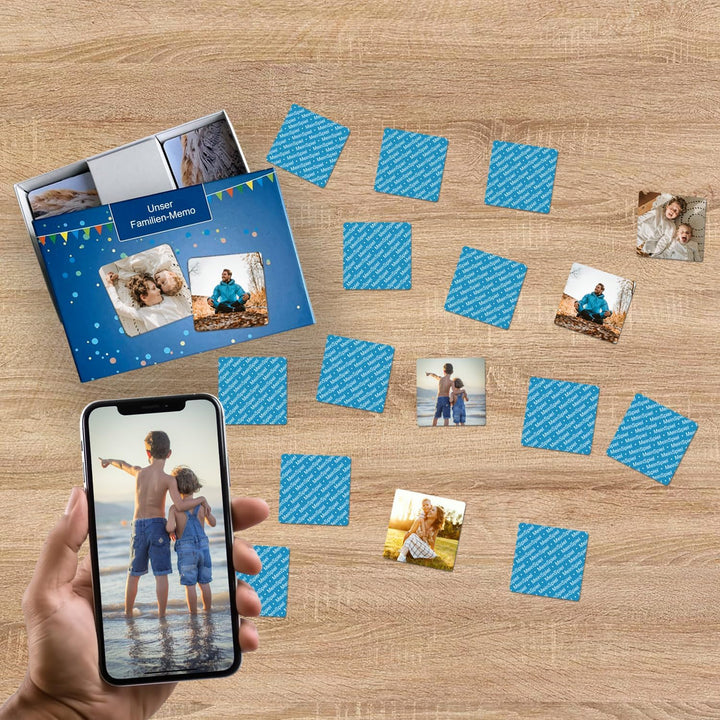 MEINSPIEL - Personalisiertes Memo-Kartenspiel für Kinder - Eigene Fotos auf den Karten - Lernspiel u