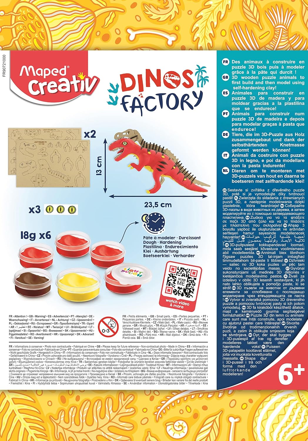 Maped Creativ – Dinos Factory T-Rex – Holzskelett zum Zusammenbauen – Dinosaurier-Figur zum Modellie