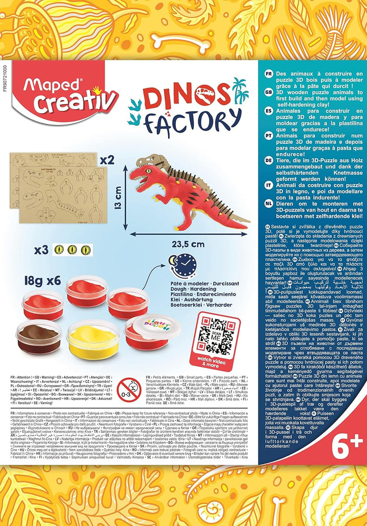 Maped Creativ – Dinos Factory T-Rex – Holzskelett zum Zusammenbauen – Dinosaurier-Figur zum Modellie