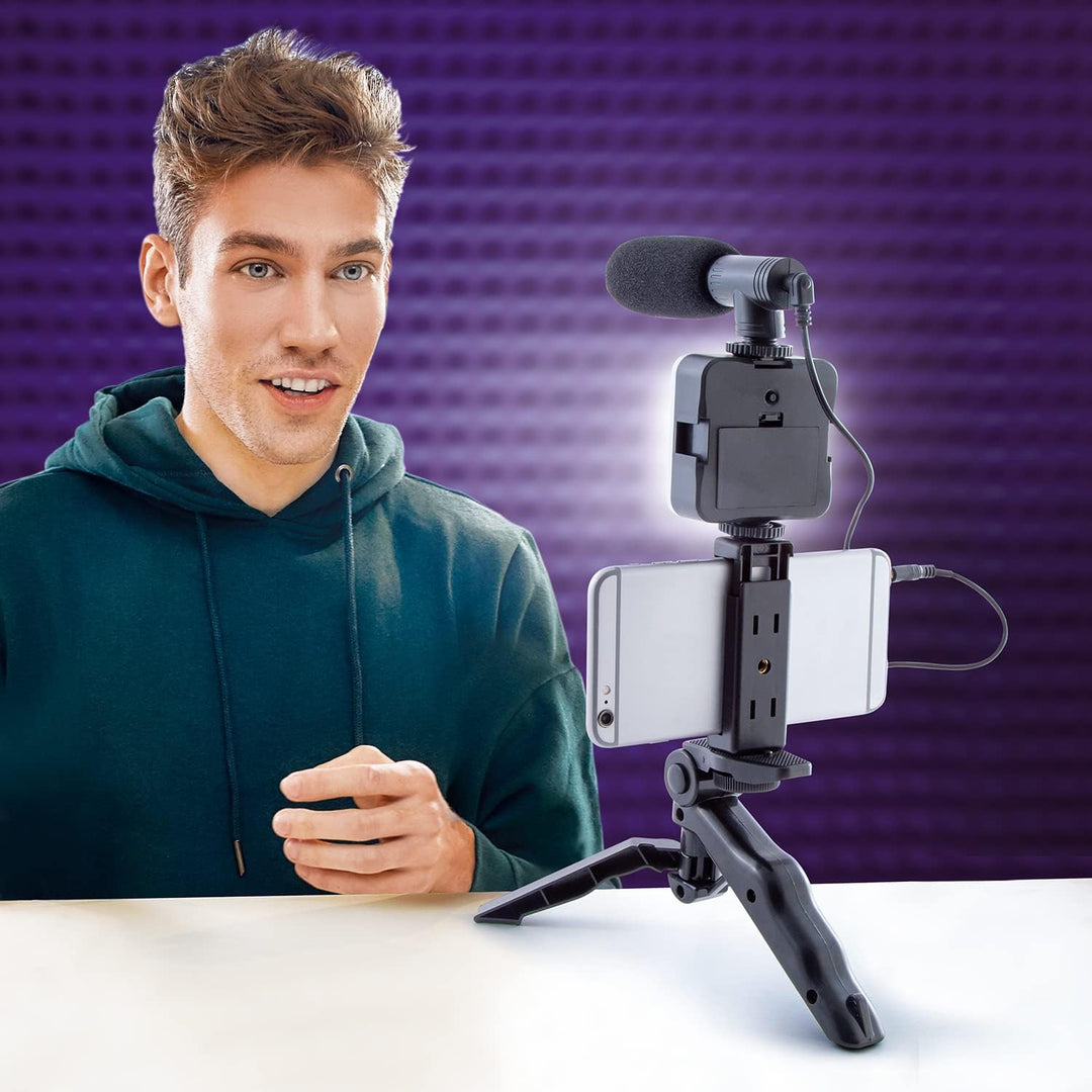 Canal Toys Studio Creator Podcast- und Vlogging-Kit, Telefonhalterung, LED-Licht, Mikrofon + Stativ,