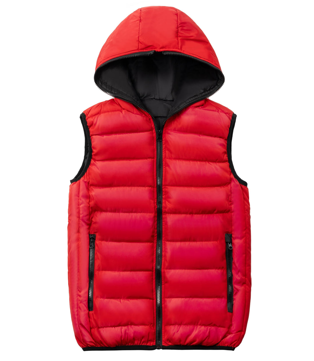Kinder Warme Weste Jungen Steppweste Ärmellose Winterjacke Puffer Weste mit Kapuze Rot 152-158, Rot