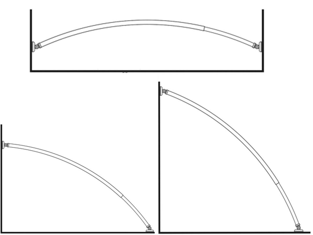 ALU AUSZIEHBAR Oval Winkelstange + 2 Schrägwand Adapter Bogenstange Chrom Stange/Zwischen zwei Wände