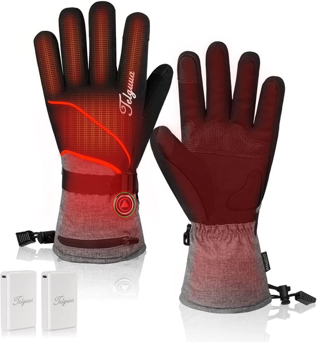 Telguua Beheizbare Handschuhe Wasserdicht mit 7.4V 5500mAh Akku für Herren Damen,3 Temperaturstufen/