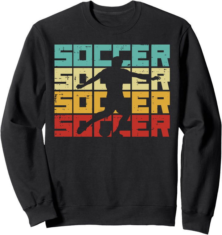 Fussball-Silhouette, Retro-Fussballspieler, Trainer, Herren, Damen, Kinder. Sweatshirt