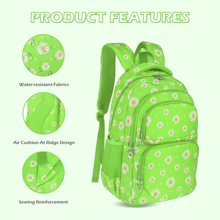 Schulrucksack Mädchen Teenager Damen Schultasche Rucksack Set Gänseblümchen Schulranzen für Mädchen