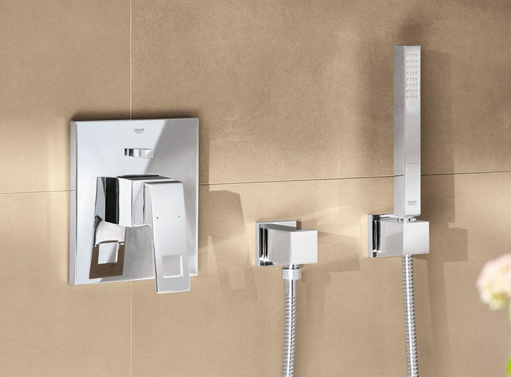 GROHE Euphoria Cube - Handbrausehalter, chrom, 27693000 & Euphoria Cube - Wandanschlussbogen (Aussen