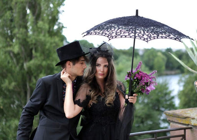 VON LILIENFELD Hochzeitsschirm Brautschirm Vivienne Spitze Deko Sonnenschirm Accessoire schwarz, Sch