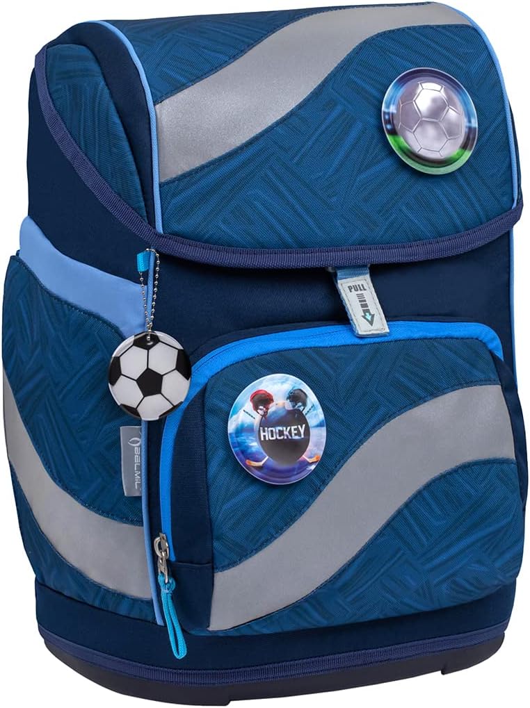 Belmil ergonomischer Schulrucksack Schulranzen Set 5-teilig mit Patch Set, Brustgurt, Hüftgurt, Magn