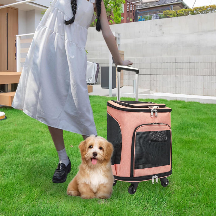 Hunderucksack mit Trolley,Katzenrucksack Trolley Hund Katze bis 10kg Leichte Hundewagen Transportbox