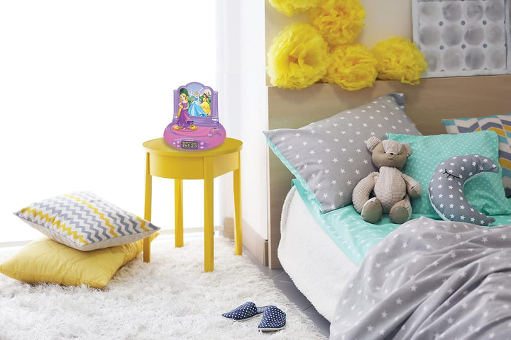Lexibook, Disney Prinzessin Rapunzel, Projektor-Wecker für Kinder, Nachtlicht und Zeitprojektion an