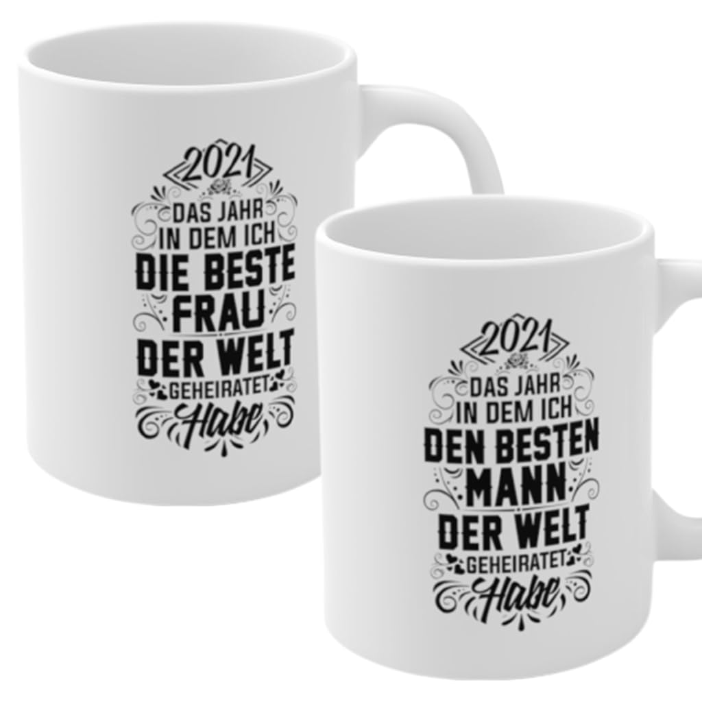 22Feels Set: Hochzeit 2021 Hochzeitstag Tassen für Paare Set Jahrestag Geschenke für Sie und Ihn Bra