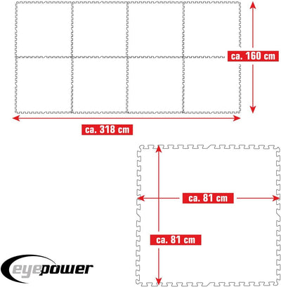 EYEPOWER 5,1 m² Poolunterlage - 8 Eva Matten 81x81 - Outdoor Pool Unterlage - Unterlegmatten Set 160