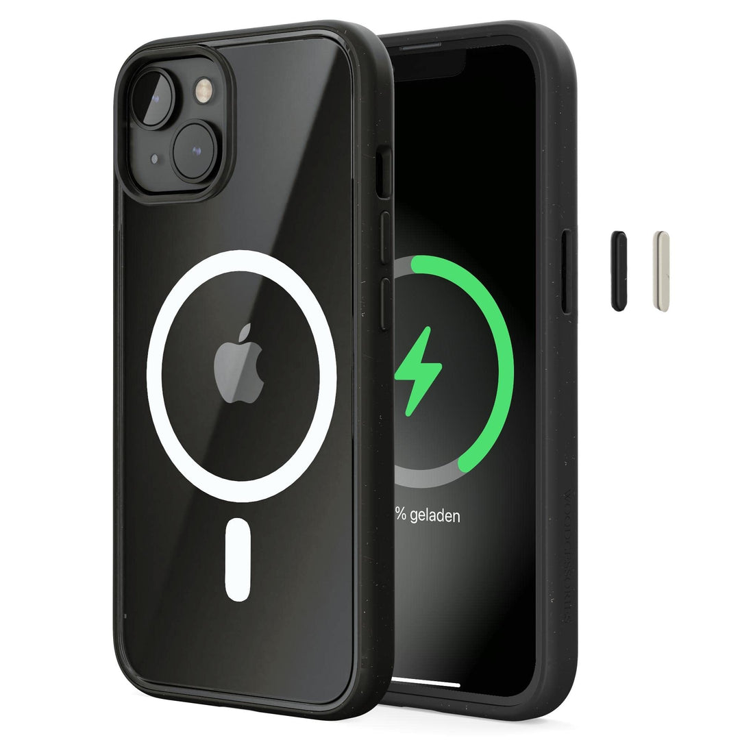 Woodcessories - Magnetisches Bio Clear Case transparent kompatibel mit iPhone 14 Hülle durchsichtig