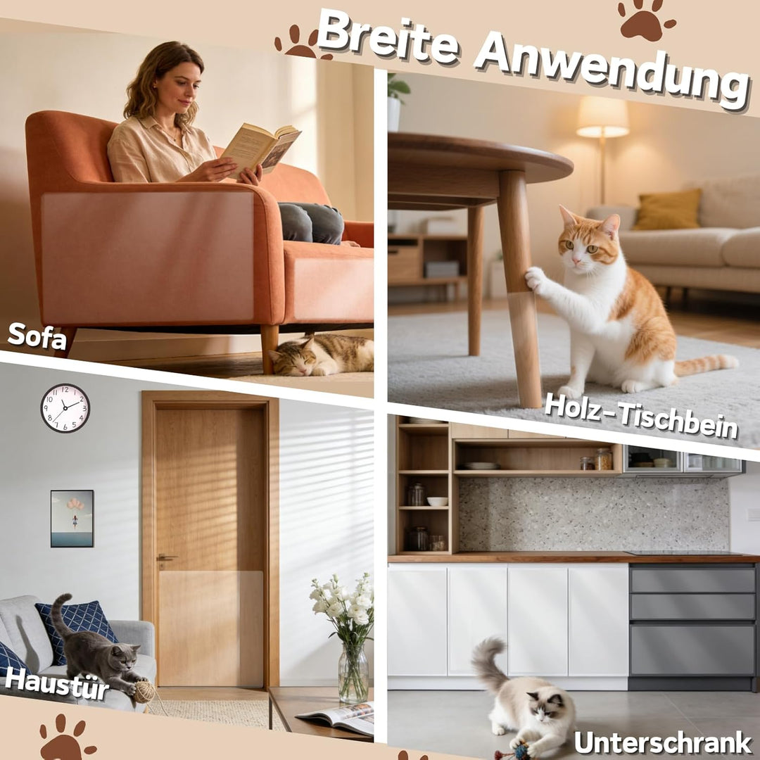 Kratzschutz Sofa Katze Transparent 5m x 45cm, Katzen Kratzschutz Selbstklebend Tape Extra Lang Flexi