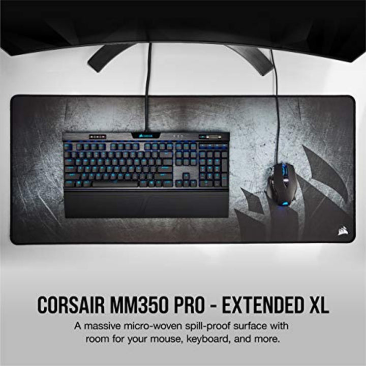 Corsair MM350 PRO Spritzwassergeschütztes Premium-Gaming-Mauspad aus Stoff (Fläche 93 × 40 cm, Mikro