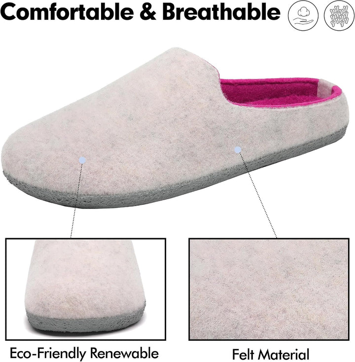Mishansha Filz Hausschuhe Winter Bequem Filzpantoffeln für Damen Herren Gr.36-48, Off Weiss