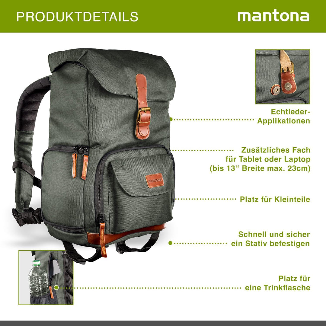 Mantona Fotorucksack Luis Luis junior Grün, Luis junior Grün