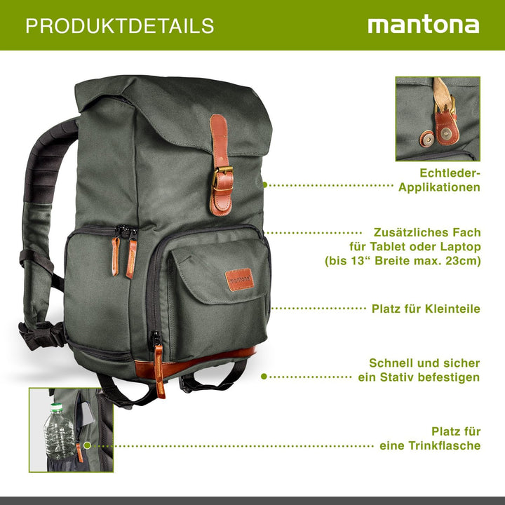 Mantona Fotorucksack Luis Luis junior Grün, Luis junior Grün