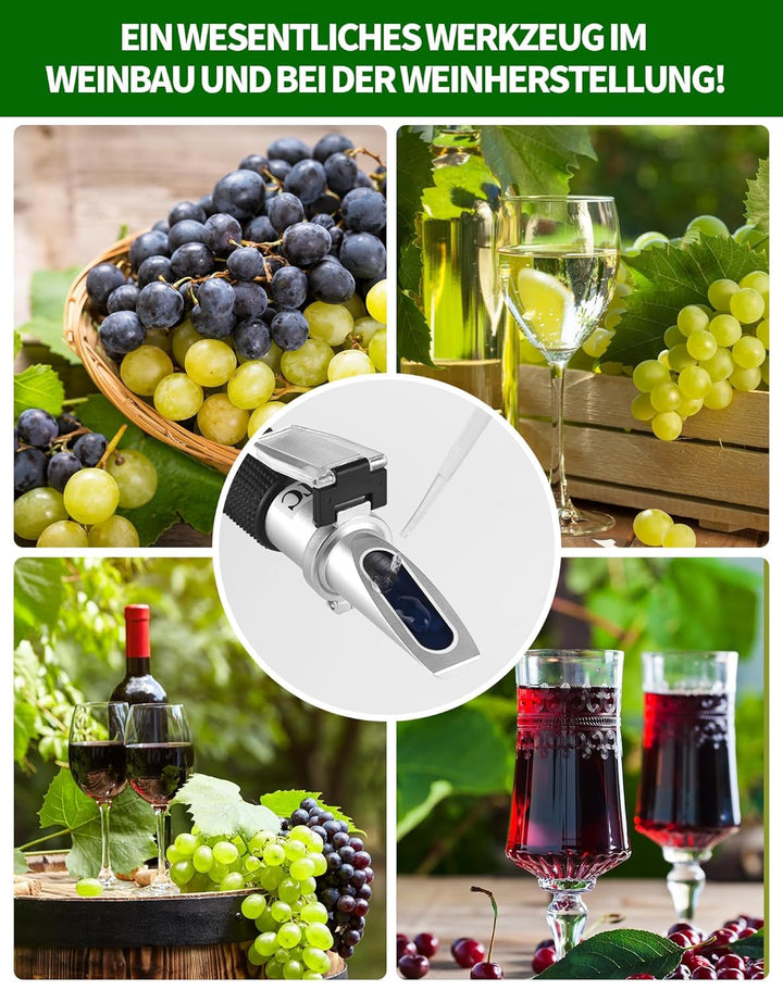 LAOYE Winzer Refraktometer Wein 0-32 Brix (Zucker) 0-140 Öchsle 0-27 KMW Öchslewaage Refraktometer W