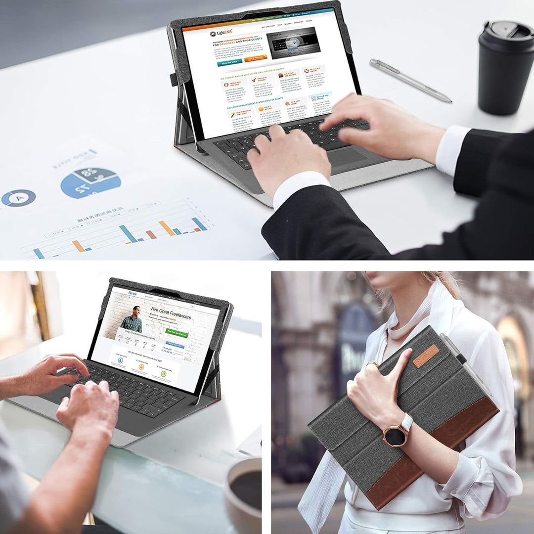 Fintie Hülle für Microsoft Surface Pro 7+ / 7/6 / 5/4 / 3 - Multi-Sichtwinkel Kunstleder Tasche Schu