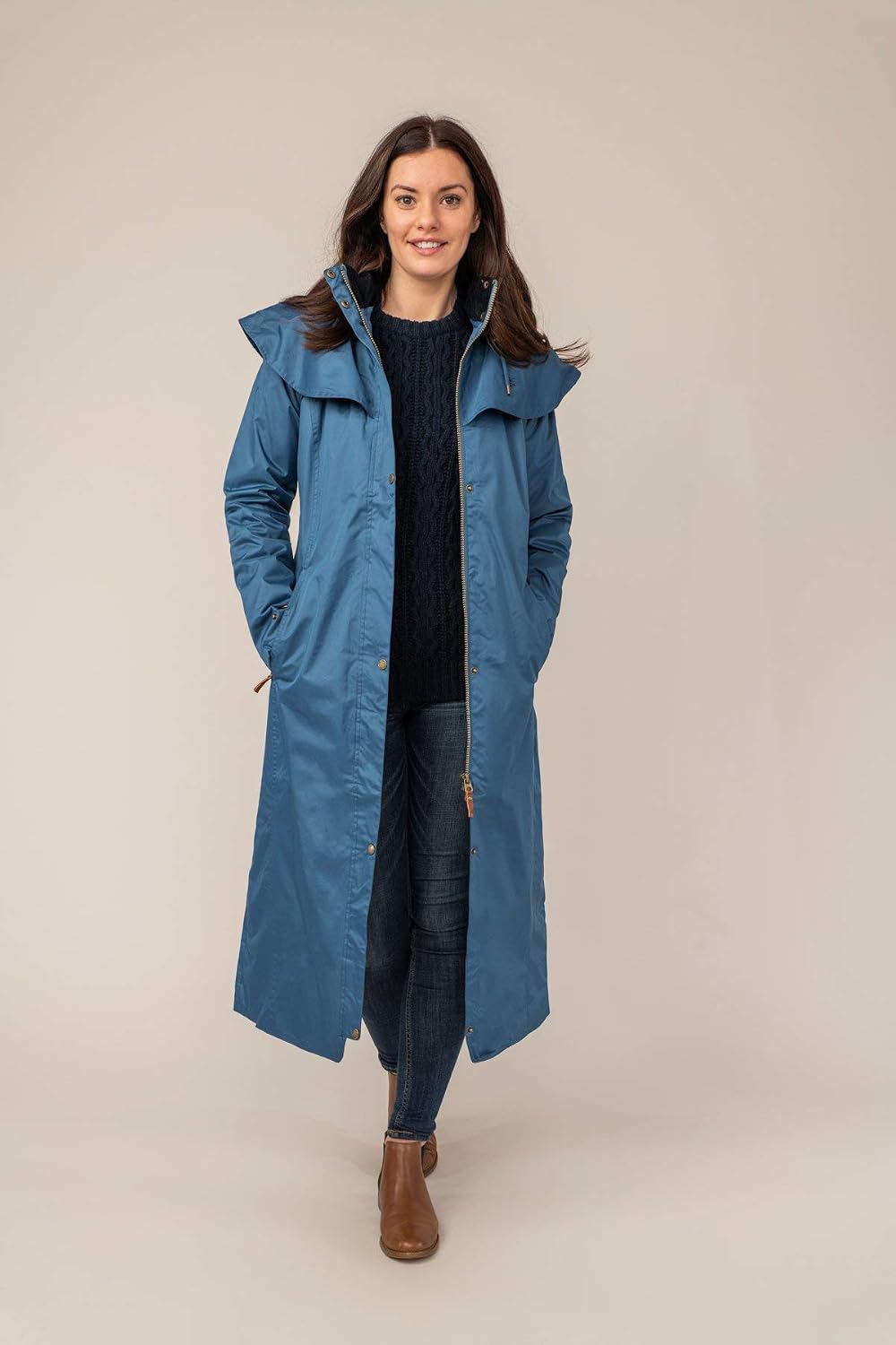 Lighthouse Outback - Damen Regenmantel - lang - wasserdicht 40 Sattes Meerblau, 40 Sattes Meerblau