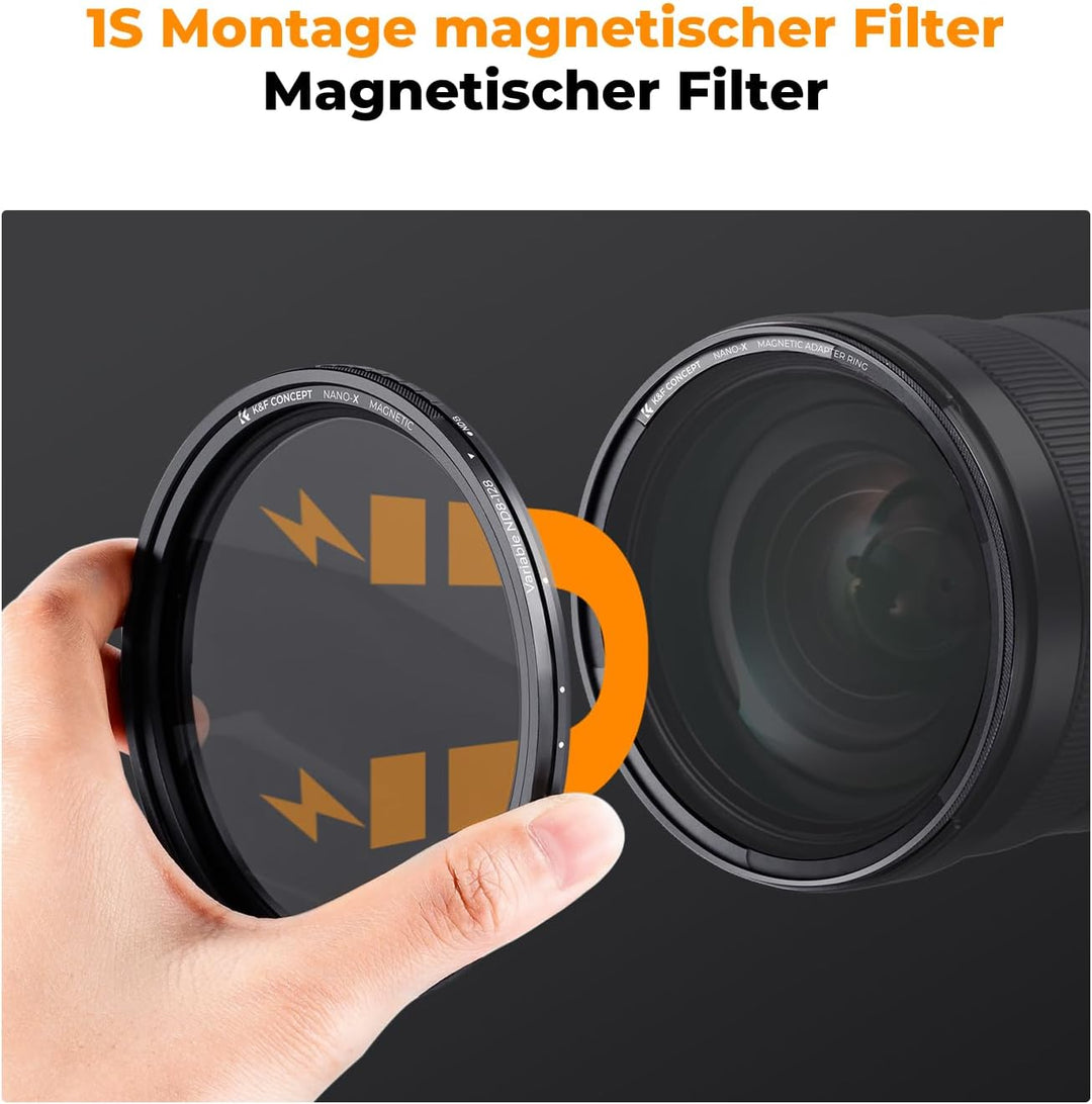 K&amp;F Concept Nano-X Magnetischer ND Filter 77mm Variabler Graufilter ND8-128, 77mm Magnetic ND8-128