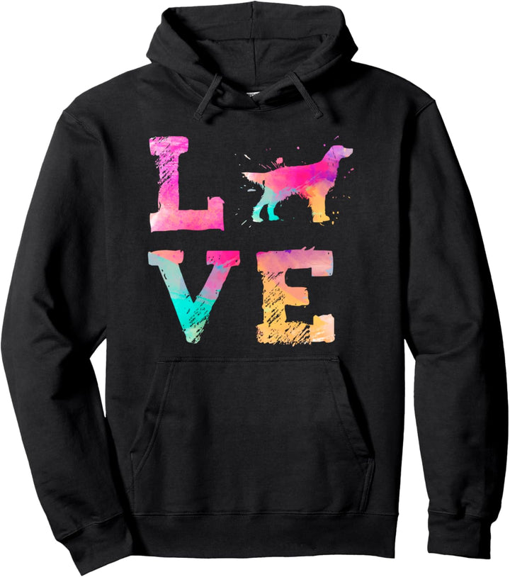 Bunte Aquarellfarbe Gordon Setter Hund Love-r Pullover Hoodie