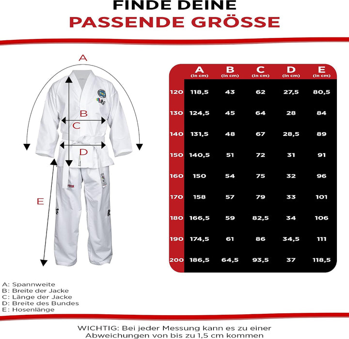 TOP TEN Taekwond-Do Student Dobok „Diamond“ (ITF Approved) 190 Weiss, 190 Wei&amp;