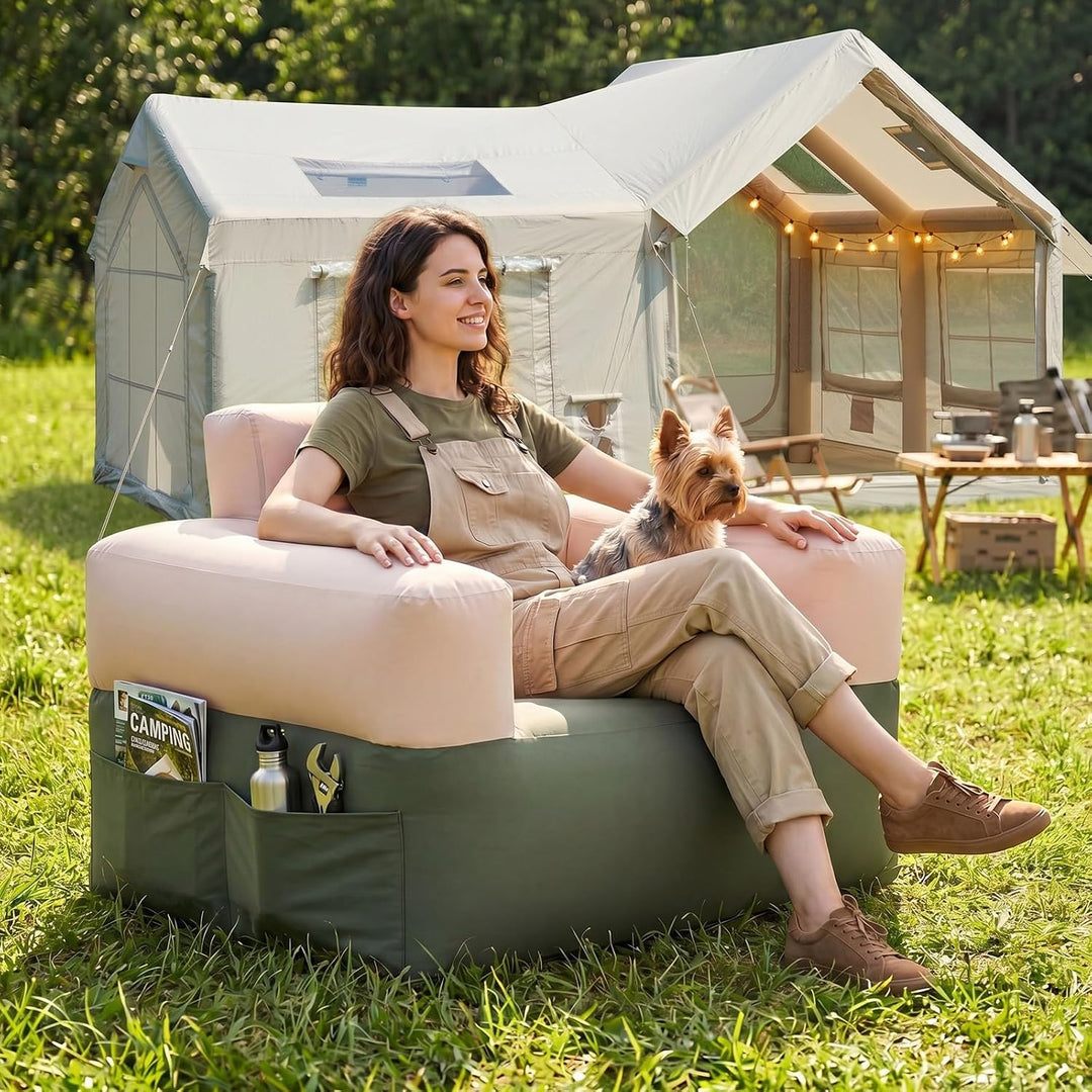 MOPHOTO Aufblasbares Sofa mit Elektropumpe, Camping-Luftsofa