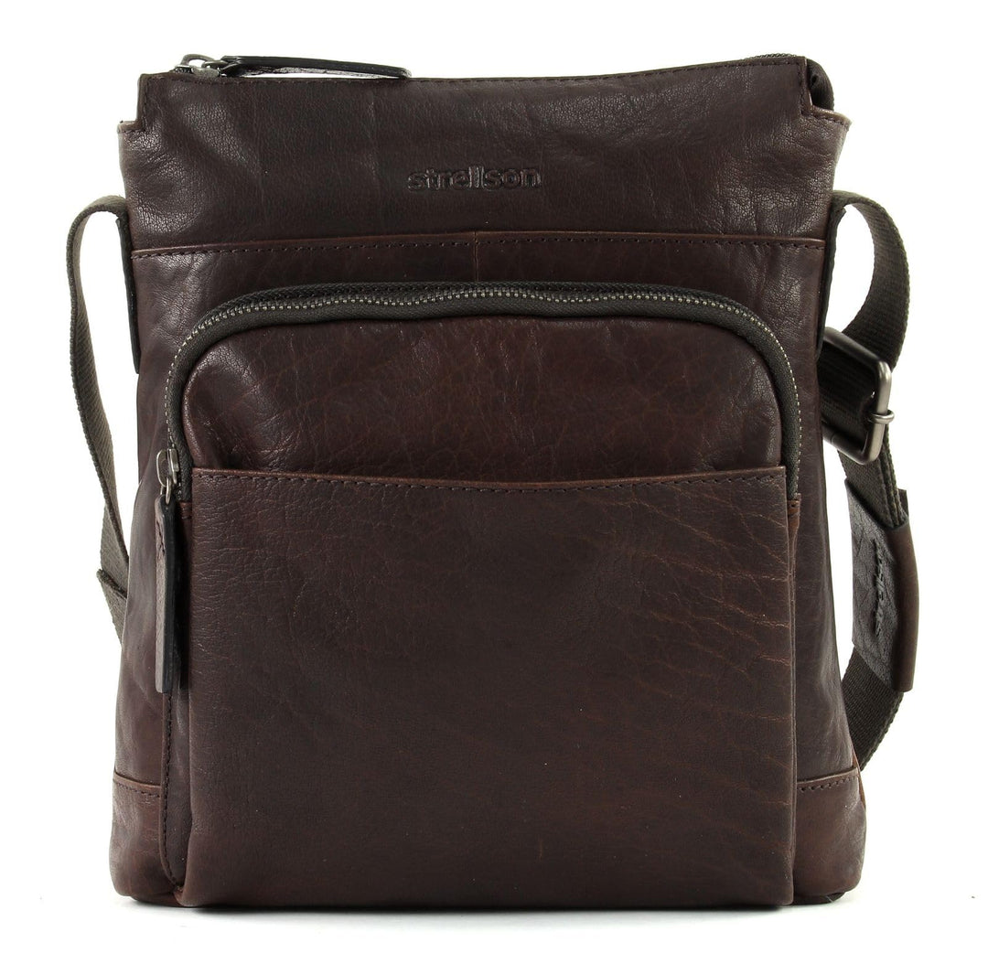 Strellson - Coleman 2.0 kleine Schultertasche für Herren, Leder Tasche, Dunkelbraun