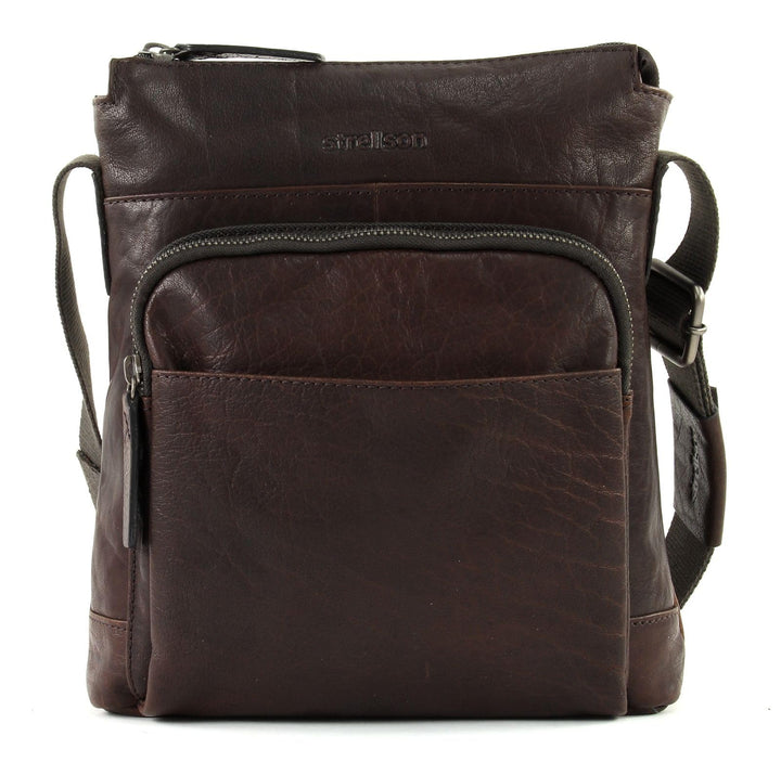 Strellson - Coleman 2.0 kleine Schultertasche für Herren, Leder Tasche, Dunkelbraun