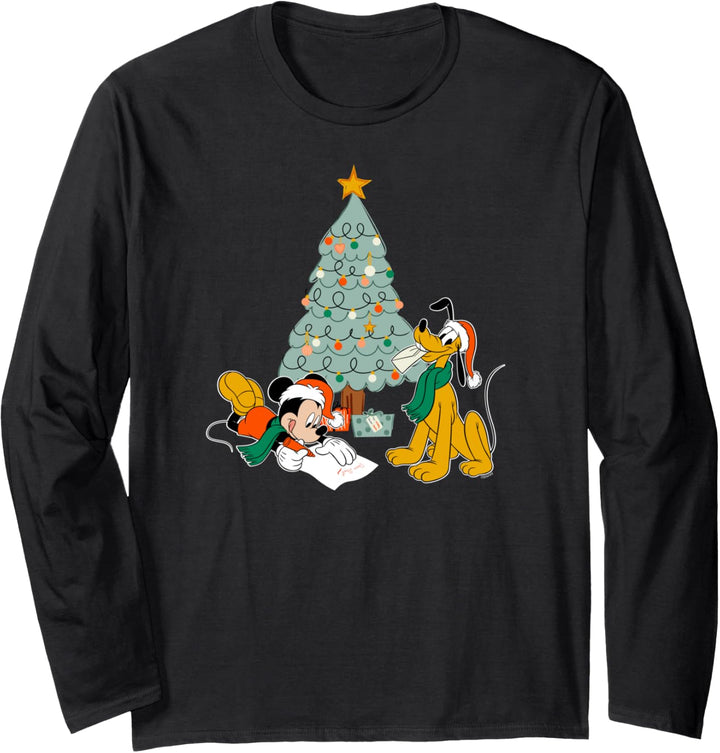 Disney Mickey Mouse and Pluto Christmas Letter to Santa Langarmshirt