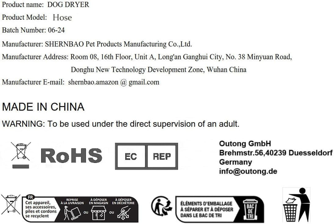 shernbao Spezialschlauch für Hundetrockner, Haartrockner (Kompatibles Modell: SMD-06Type-B)