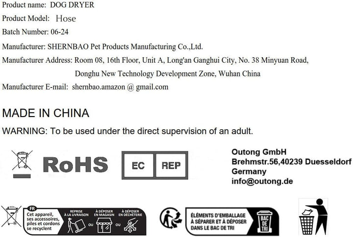 shernbao Spezialschlauch für Hundetrockner, Haartrockner (Kompatibles Modell: SMD-06Type-B)