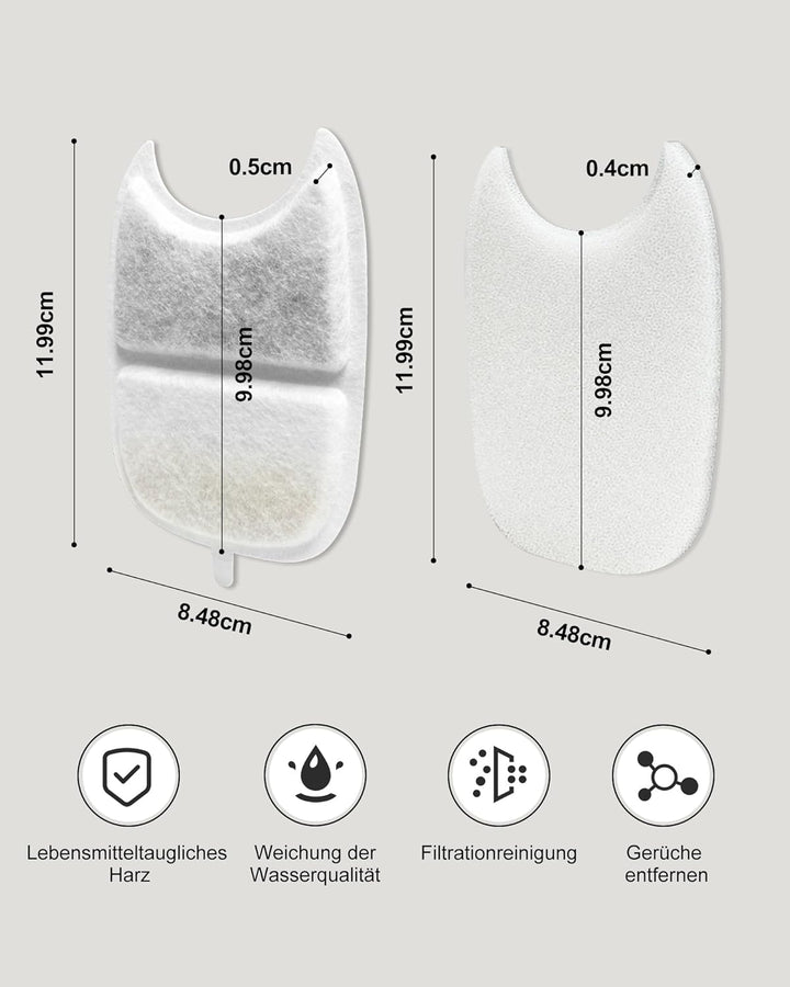 12 Stück Katzenbrunnen Filter für 4L Katzenbrunnen YPD-C004P/YPD-C004S, 12 Trinkbrunnen Filter und 1