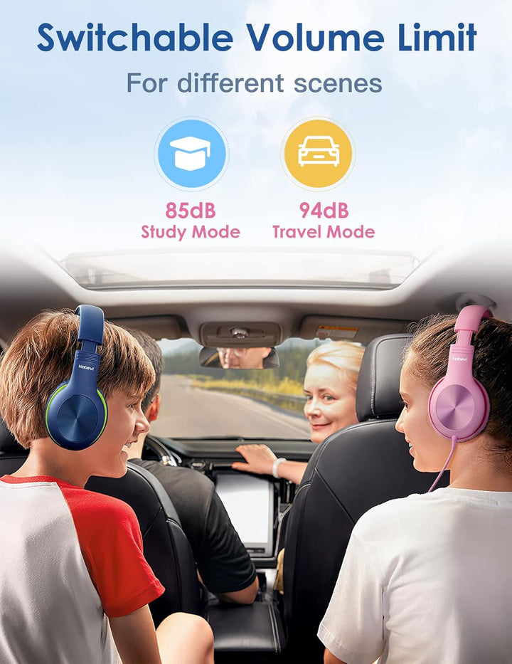 Nabevi Kinder Kopfhörer, Kopfhörer Kinder mit Kabel, 85/94dB Lautstärkegrenze, HD-Ton, Sharing-Funkt