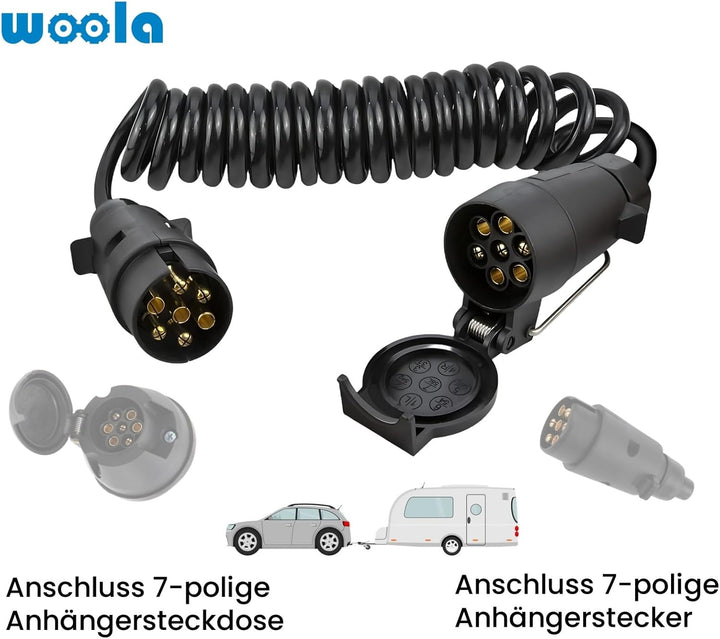 Woola 12V Anhänger 7 Polig Verlängerung Kabel Adapter,2,5m-Anhänger Steckdosen Verlängerungskabel,An
