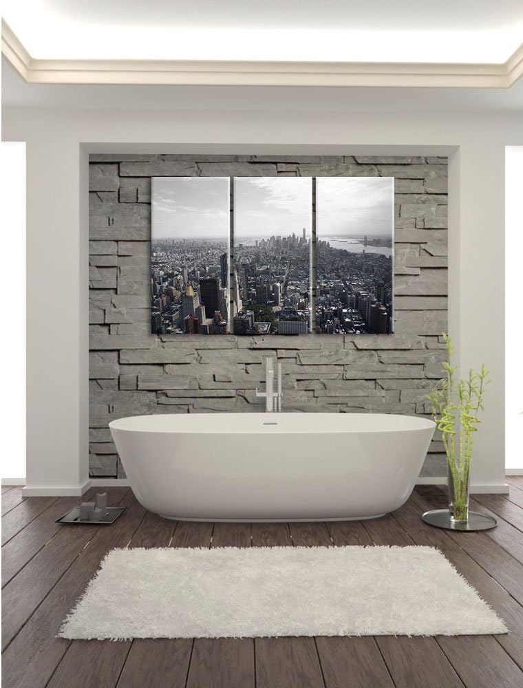 Pixxprint New York City Panorama B&W Detail 3-Teiler Leinwandbild 120x80 Bild auf Leinwand