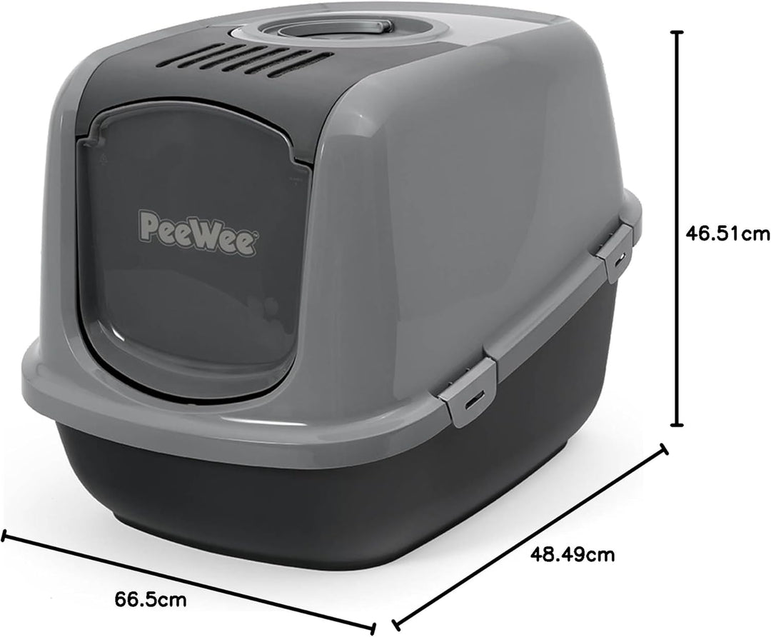 PeeWee Katzentoilette XXL EcoDome Katzenklo mit Haube Katzen WC geschlossen inkl. 3kg Streu Holzpell