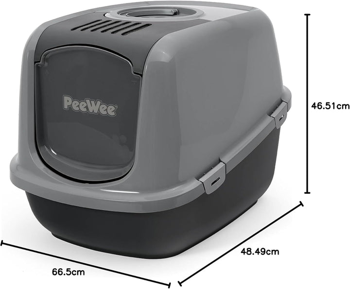 PeeWee Katzentoilette XXL EcoDome Katzenklo mit Haube Katzen WC geschlossen inkl. 3kg Streu Holzpell