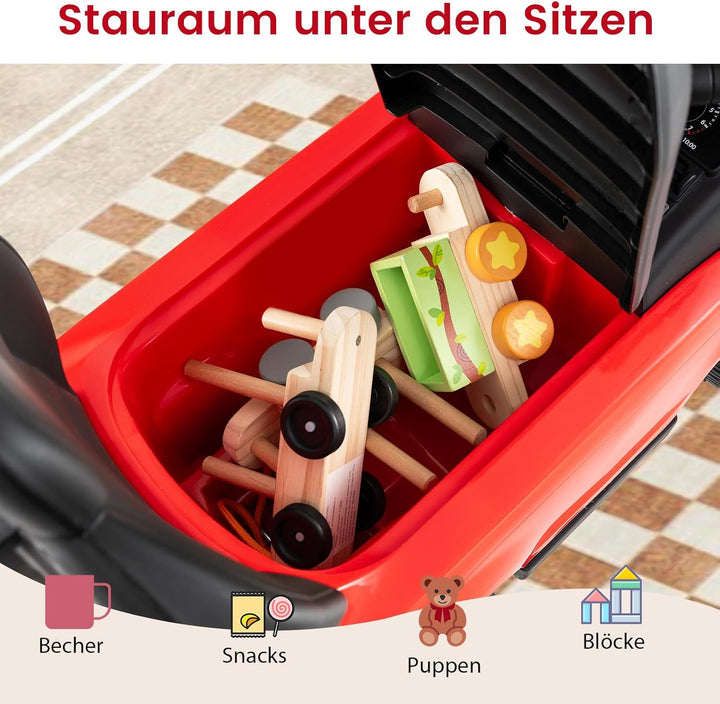 DREAMADE 3 in 1 Kinder Rutschauto, Schiebeauto mit abnehmbare Schiebestange, Kinderfahrzeug mit einz