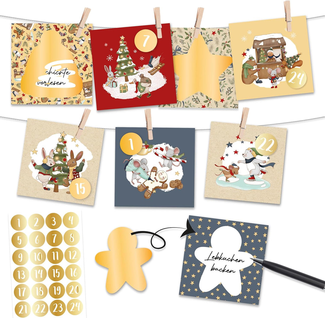 Papierdrachen Rubbelkalender 2025 - Adventskalender zum Ausfüllen und Verschenken - Wintertiere- mit