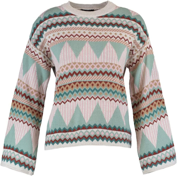 TRENDYOL Damen Jacquard-Pullover mit Rundhalsausschnitt, Regulärer Schnitt Sweatshirt, Minze
